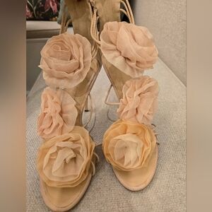 Giuseppe Zanotti Beige Floral Heels